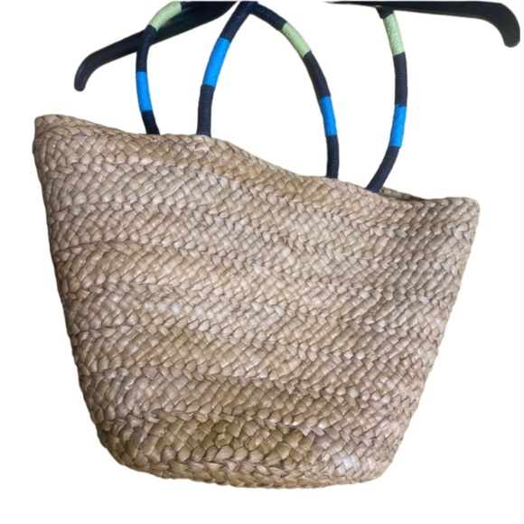 Tabitha Brown For Target Abstract Botanical Print Straw Tote NWT - Picture 3 of 3